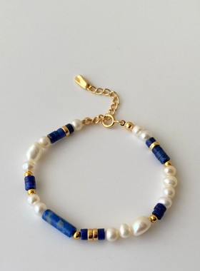 丹妮丝blue蓝色治愈系珍珠手链高级感设计浪漫时尚手饰手串小