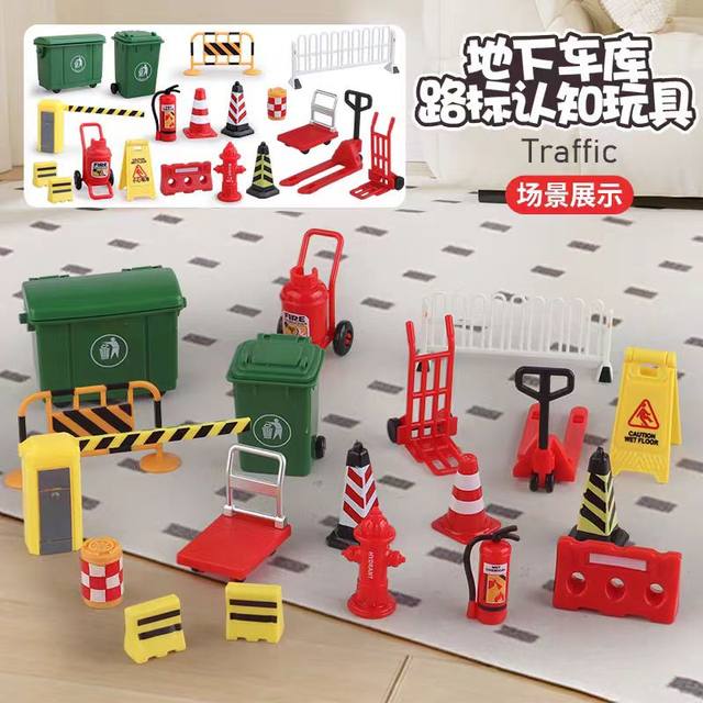 Traffic road sign barricade sand table model