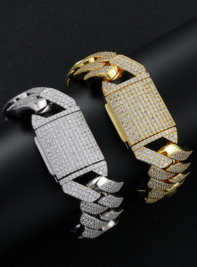 25MM超粗夸张满钻菱形古巴手链