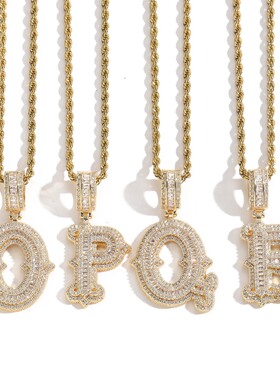 毛刺个性26英文字母吊坠项链