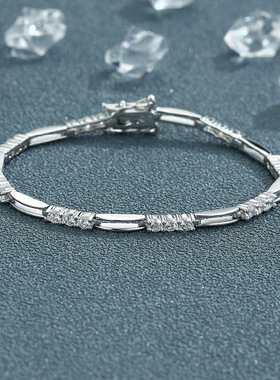 拼接分段纯银莫桑钻女士手链