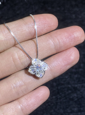 纯银莫桑钻四叶草吊坠项链锁骨链