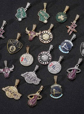 湖人篮球队纪念吊坠项链