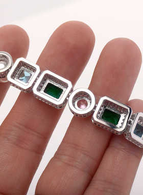 10MM圆形拼接彩色锆石珍珠手链