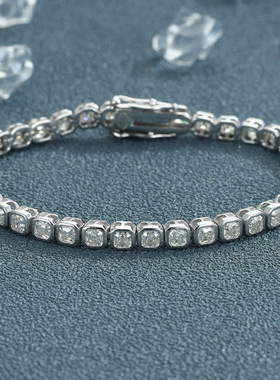 正方形莫桑钻阿斯切纯银女士手链