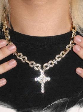 8字设计T方钻混响十字架古巴链