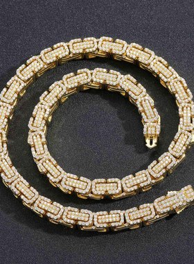 嘻哈个性满钻拜占庭项链古巴链