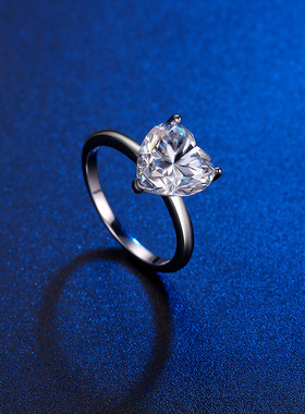 爱心莫桑钻粉色拉戒指