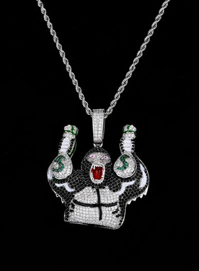 猴子猩猩拿着钱袋子吊坠项链