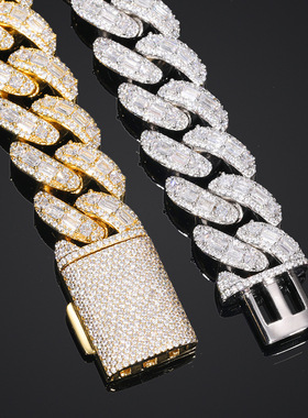20MM混镶满钻锆石超闪古巴链