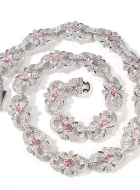 16MM马蹄花彩钻锆石超闪古巴链