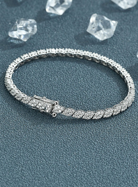 莫桑钻菱形设计原创纯银手链