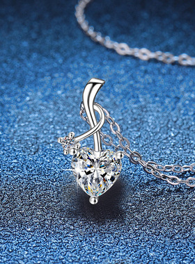 心形爱心一克拉莫桑钻吊坠项链