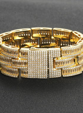 25MM夸张满钻表带锆石手链