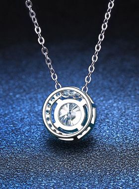 圆包圆形纯银莫桑钻吊坠锁骨链