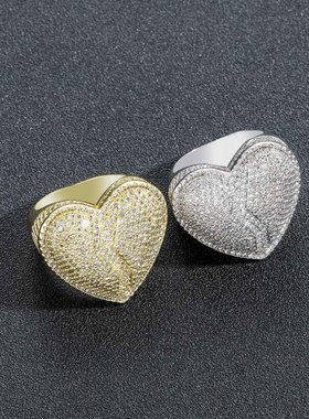 裂开的心心碎爱心满钻戒指