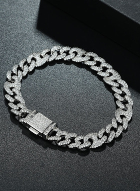 8MM猪鼻子满钻锆石古巴链