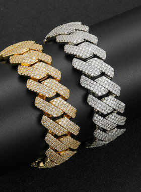 20MM弹簧扣满钻锆石古巴链