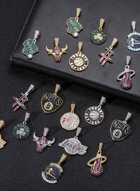 篮球队热火徽章纪念品吊坠项链
