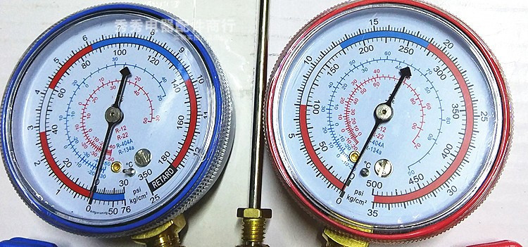全新加液双表 空调压力表家用空调汽车空调加氟表加氟套装/冷媒表 - 图1