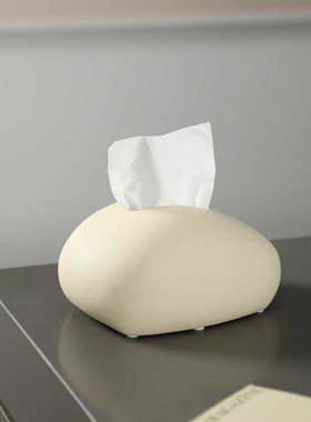 奶油风椭圆形纸巾盒摆件艺术感客厅家用餐桌面创意可爱陶瓷抽纸盒