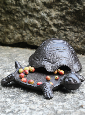 跨境复古铸铁金属动物乌龟收纳盒摆件家居玄关收纳盒装饰桌面造型