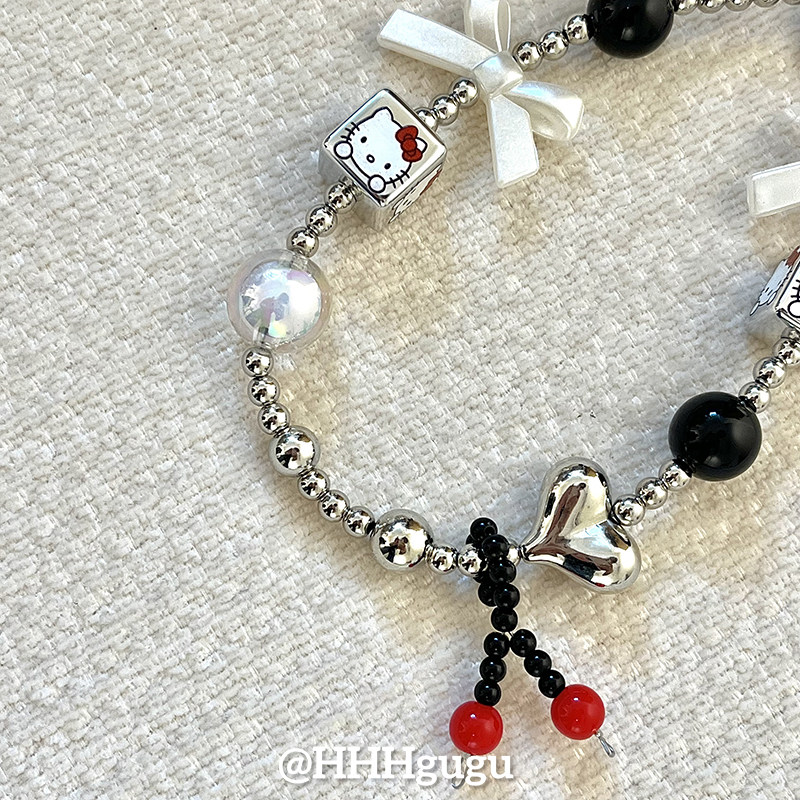 HHHgugu手机链条可爱KT猫方块蝴蝶结短挂绳挂链手机链钥匙扣饰品,淘宝优惠券,粉丝福利购,淘宝优惠卷