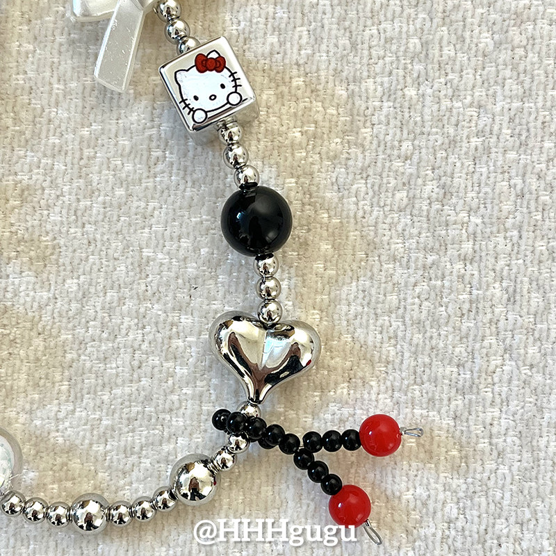 HHHgugu手机链条可爱KT猫方块蝴蝶结短挂绳挂链手机链钥匙扣饰品,淘宝优惠券,粉丝福利购,淘宝优惠卷