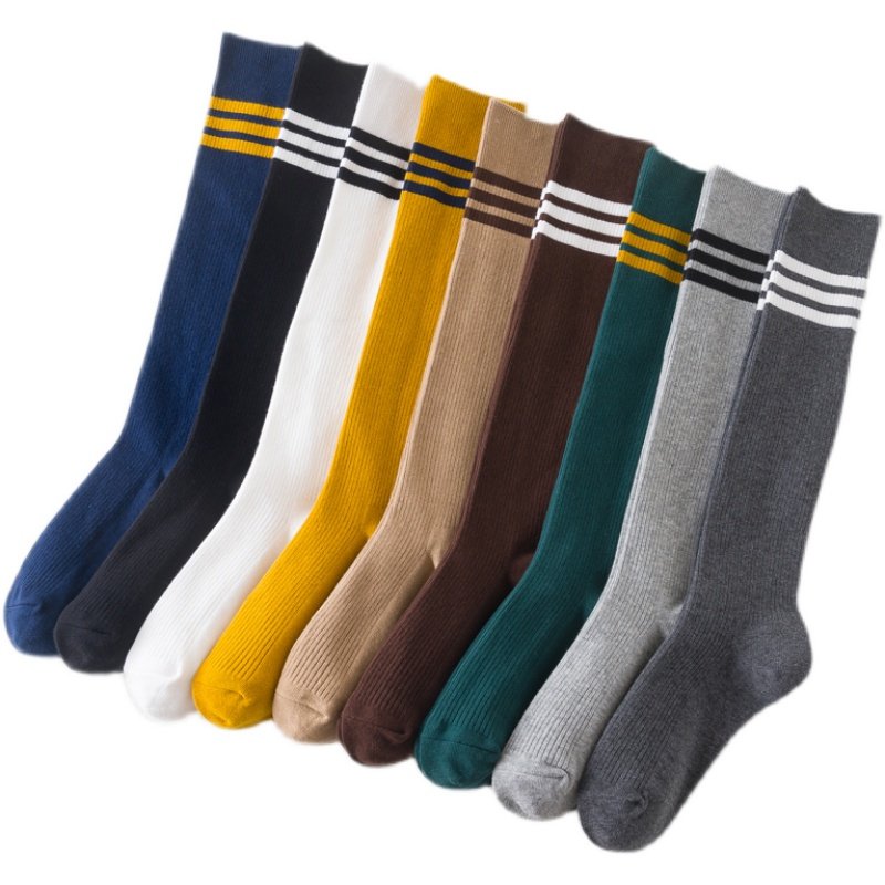 小腿袜女春秋纯棉压力瘦腿白色长筒袜学生运动条纹足球高筒及膝袜,淘宝优惠券,粉丝福利购,淘宝优惠卷