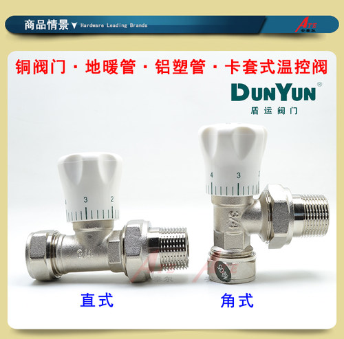 铜温控阀暖气片角阀PPR直阀门4分6分1寸截门内外丝球阀盾运Dunyun - 图1
