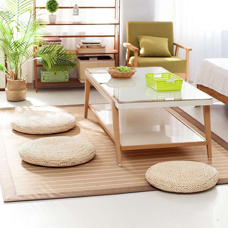 Straw Japanese futon cushion, tatami kneeling cushion, round sitting cushion, rattan removable and washable bay window cushion