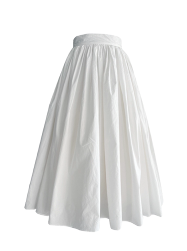 小众设计感蓬蓬拼纱大摆A字伞裙白色高腰半身裙女秋冬中长款百褶 - 图3