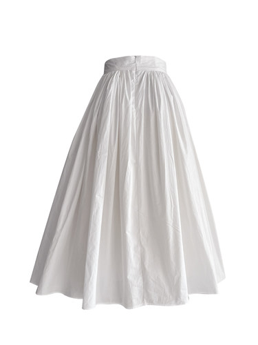 小众设计感蓬蓬拼纱大摆A字伞裙白色高腰半身裙女秋冬中长款百褶 - 图1
