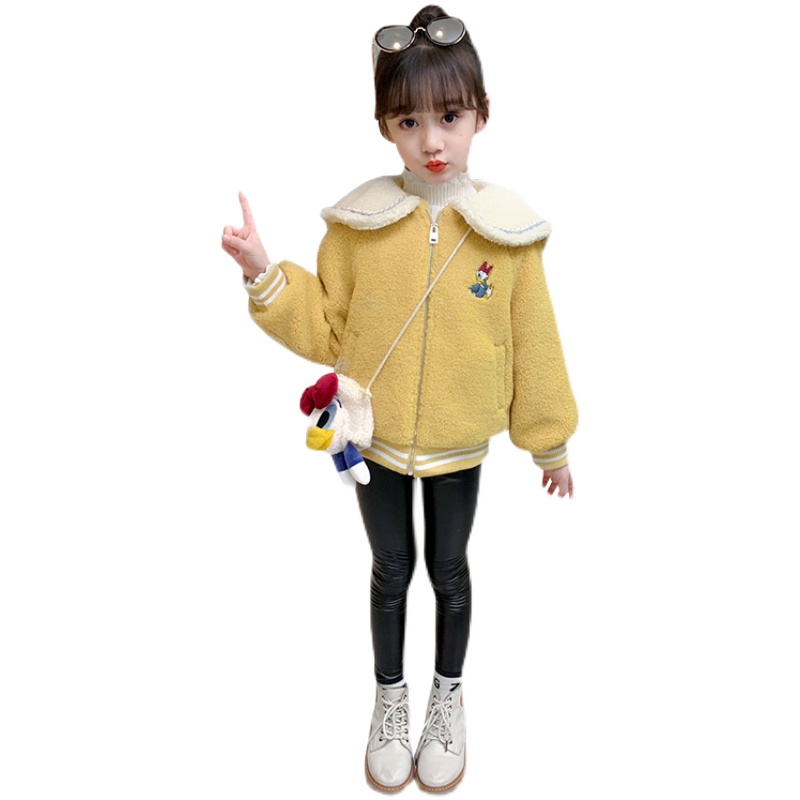 女童外套洋气时髦春秋款2022新款洋气儿童春装大童羊羔绒韩版潮衣