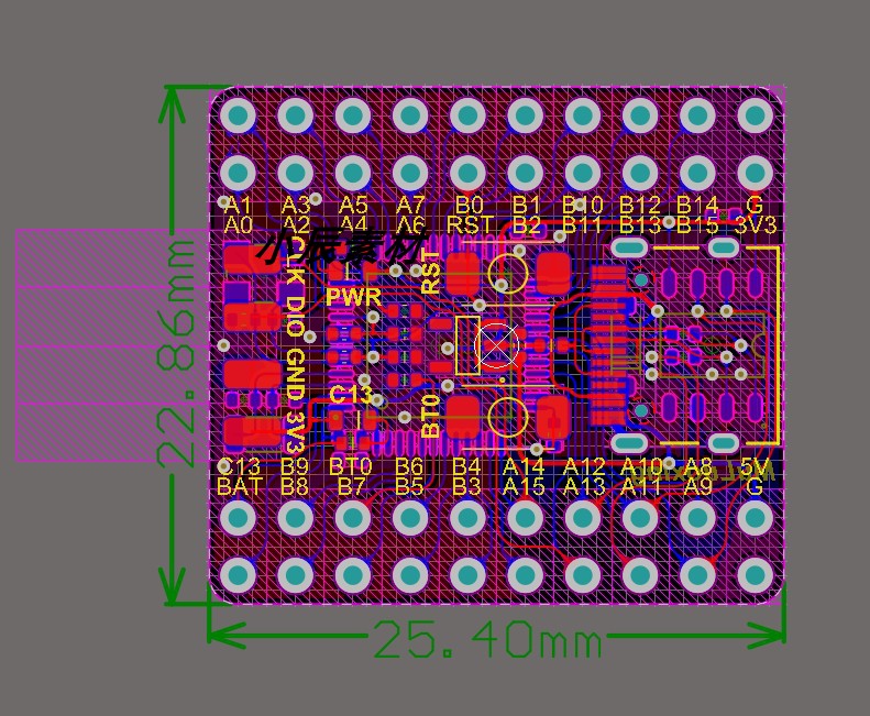 超级小的STM32F103C8T6MINI核心板 原理图+PCB+封装库源文件资料 - 图2