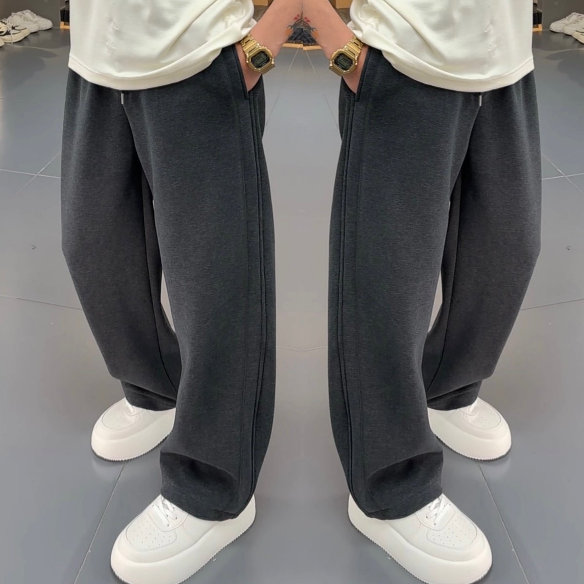 冬季重磅加绒加厚弯刀直筒休闲裤男简约百搭防寒保暖纯色运动卫裤,淘宝优惠券,粉丝福利购,淘宝优惠卷