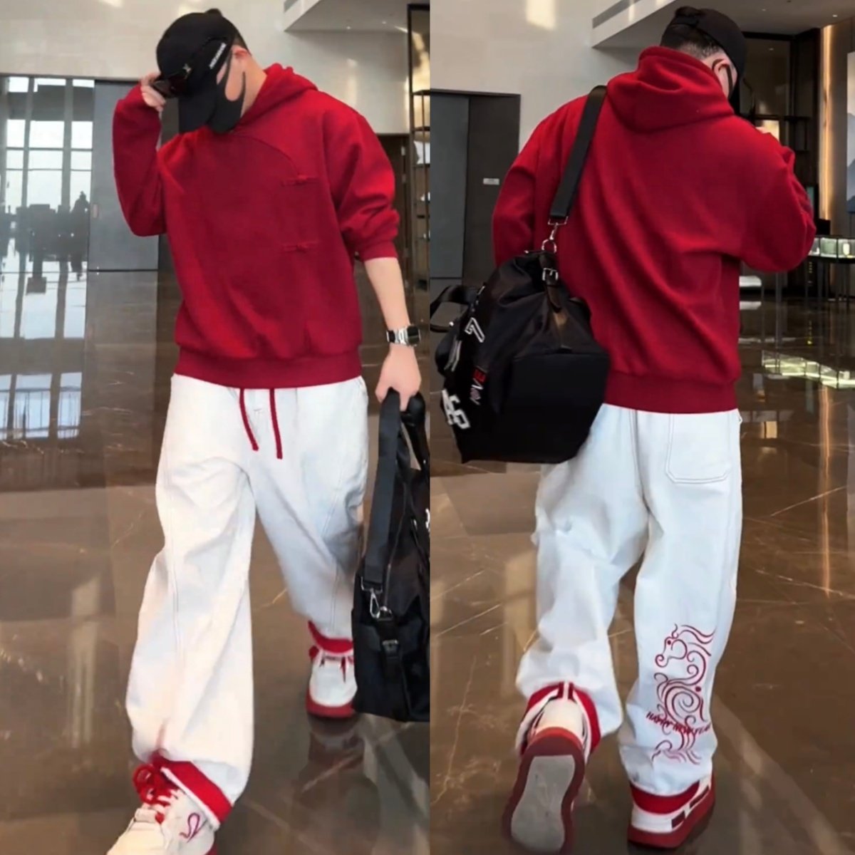 马年新款中式国风刺绣休闲套装男士加绒加厚连帽卫衣牛仔裤两件套,淘宝优惠券,粉丝福利购,淘宝优惠卷