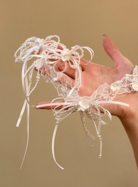 2026新款爆款复古花朵珍珠蝴蝶结蕾丝项链温柔婚纱礼服颈链项饰女