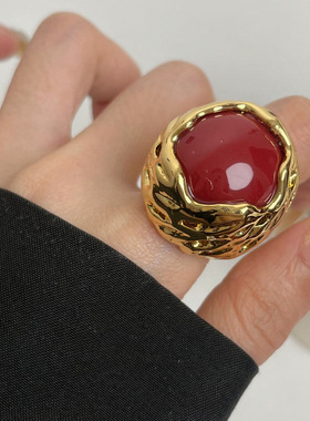 2026韩国新款爆款夸张开口戒指复古纹理时尚手饰个性气质感饰品女