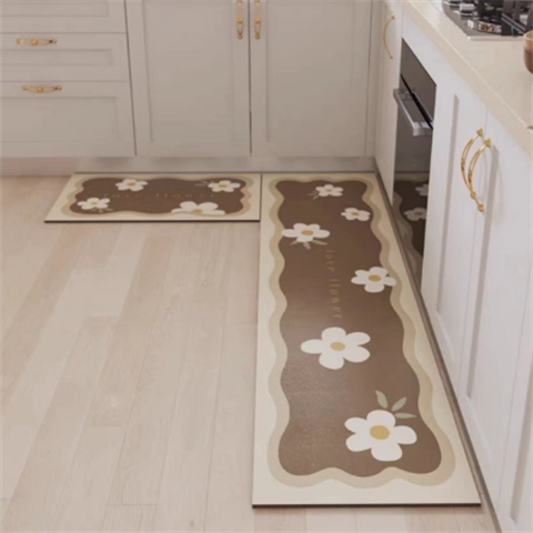 Kitchen home floor mats, water-proof and oil-proof diatom mud carpets, long mats, door mats, anti-slip door mats for foot rubbing