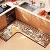 Cartoon L-shaped kitchen special floor mat diatom mud absorbs water and oil, non-slip, anti-oil, dirt-resistant and easy-care foot mat