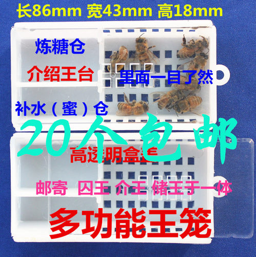蜜蜂多功能 塑料透明王笼 邮寄囚王储王介台一体王笼新款老款蜂具 - 图1