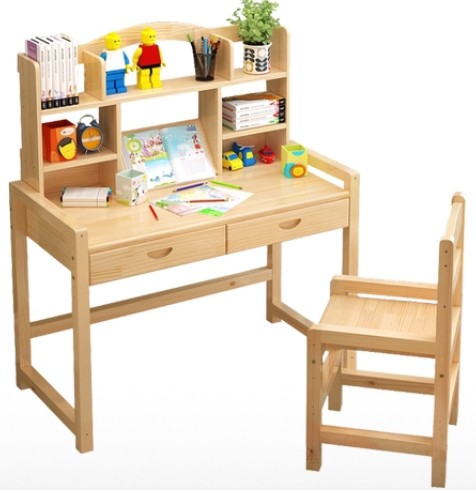 All solid wood children's study table liftable youth children's desk primary school student writing table and chair set home