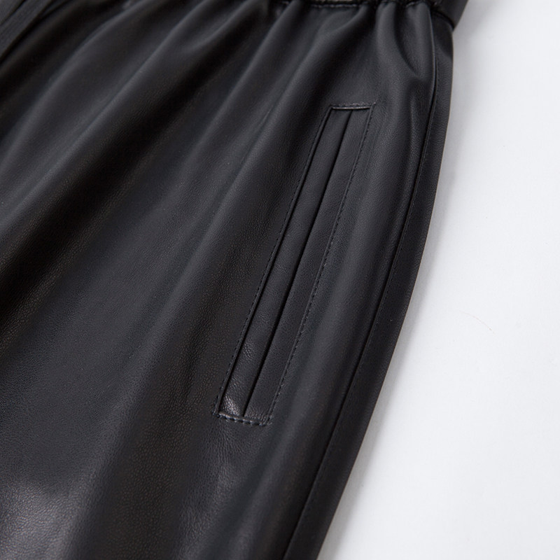 2025新款海宁真皮皮裤女高腰松紧绵羊皮弯刀裤垂感哈伦休闲长裤潮,淘宝优惠券,粉丝福利购,淘宝优惠卷