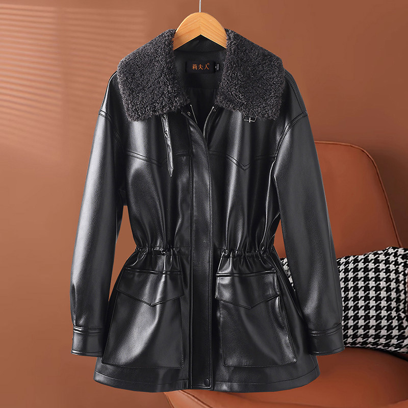 海宁真皮皮衣羽绒服女短款冬装收腰绵羊皮夹克拉贡毛领白鸭绒外套,淘宝优惠券,粉丝福利购,淘宝优惠卷