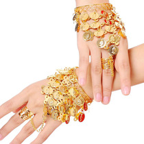 Indian Dance Plays Out of Costume Accessories New National Wind Belly Leather Dance Ring Bracelet Gold And Silver Color Ring Bracelet