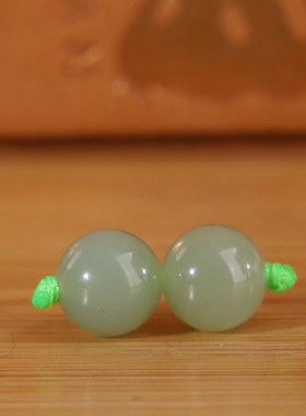 多宝 正品俄料天然和田玉碧玉粉青圆珠散珠冰底羊脂玉6mm精选对珠