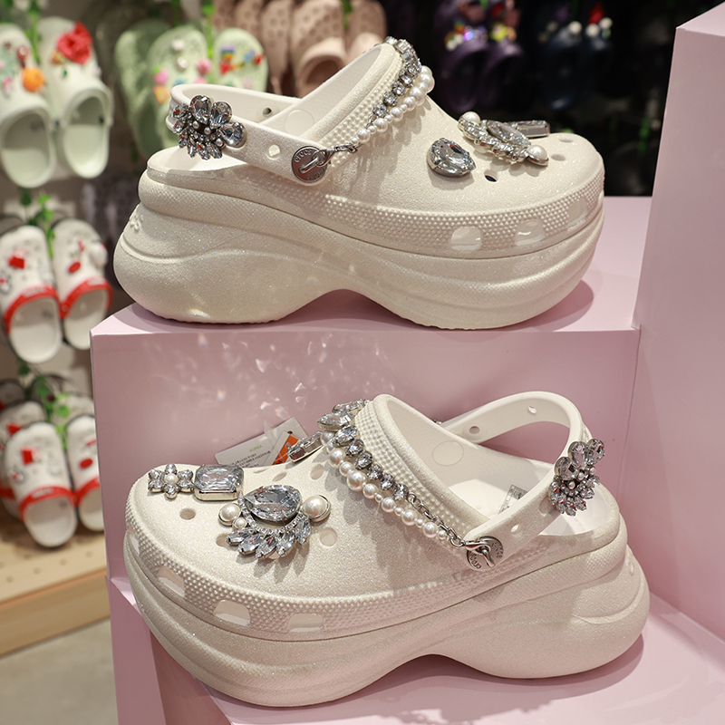 crocs女鞋卡洛驰洞洞鞋鲸鱼晚宴誓言厚底带钻闪耀沙滩女鞋211978 - 图0