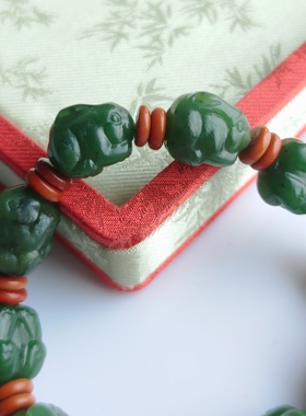 和田玉碧玉兔手链男士13mm金刚