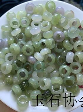 保真和田玉跑环小卡环配饰手工diy配件挂件天然晴水面包圈散珠子